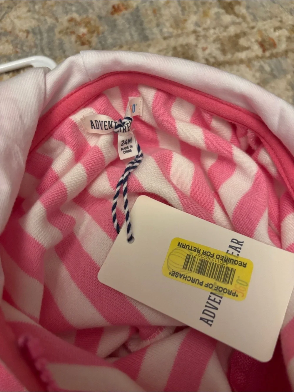 Kids Pink & White Striped Hooded Swim Coverup - Unbranded